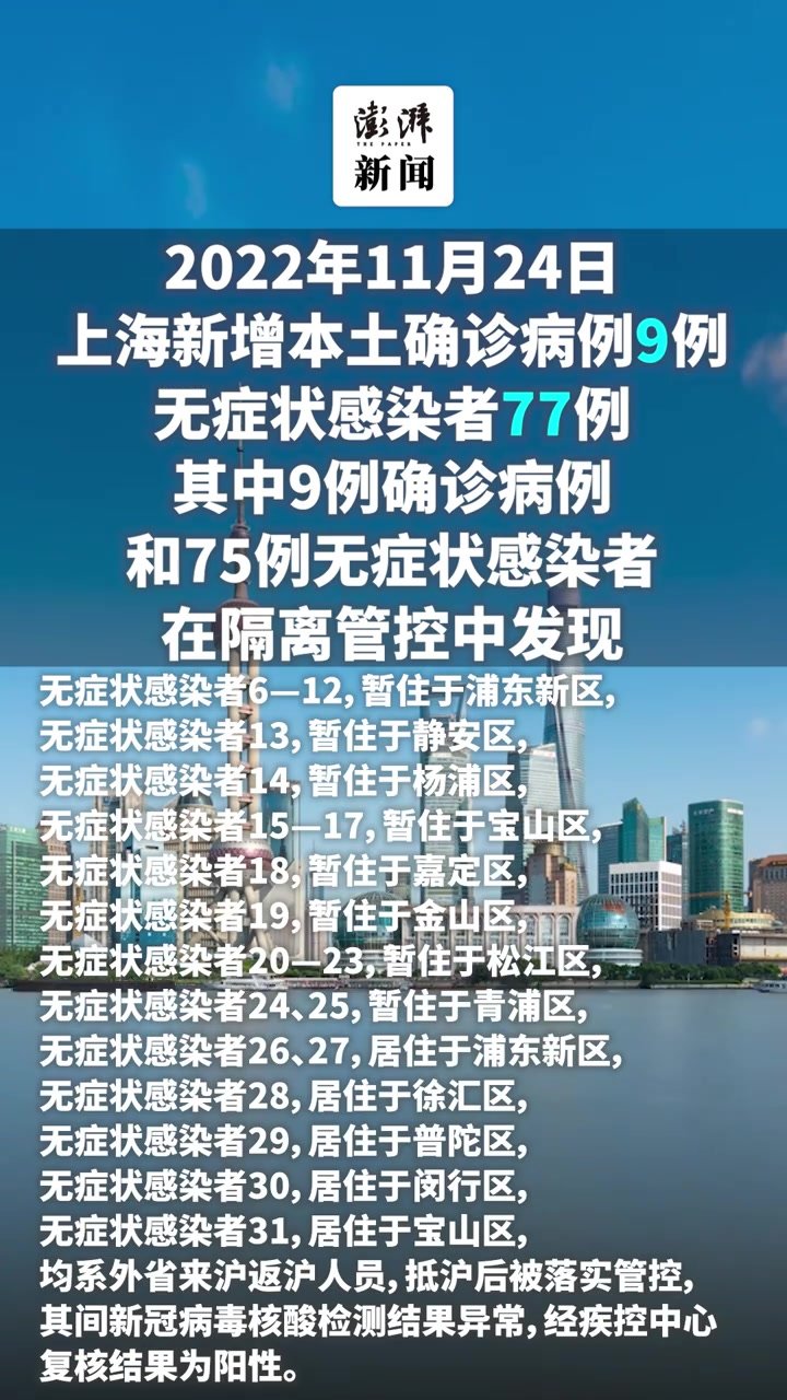 上海昨日新增本土确诊病例9例、本土无症状感染者77例