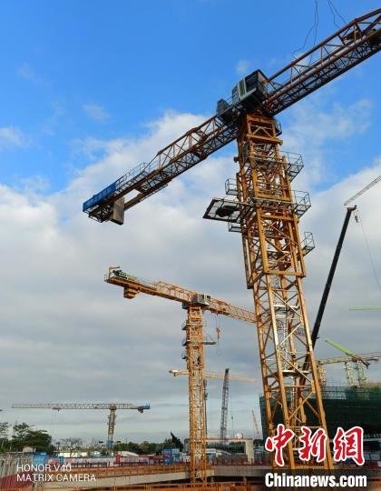恒力集团深圳湾超级总部基地主体工程项目项目首台塔吊安装完成 向威 摄
