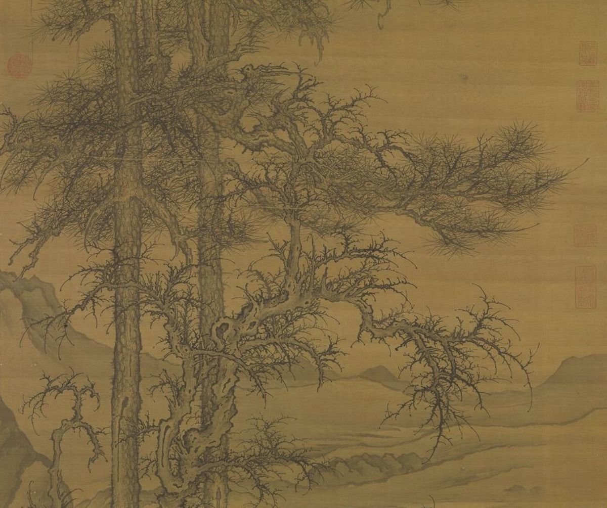 （传）宋 李成 寒林平野图 轴（局部）