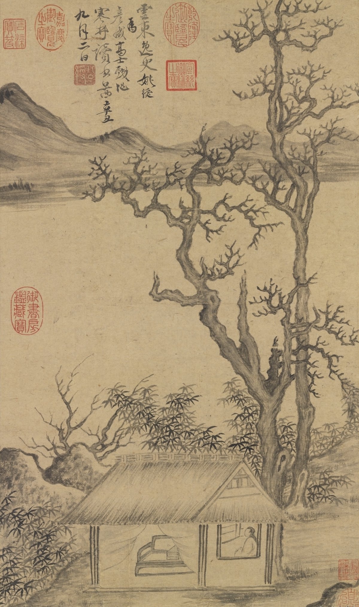 明 姚绶 寒林读书图 轴 台北故宫博物院藏