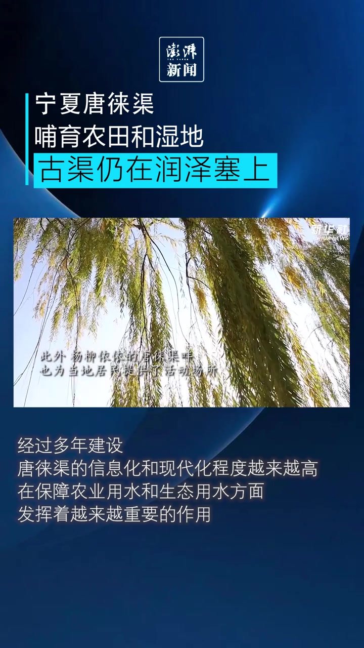 古渠仍在润泽塞上：宁夏唐徕渠哺育农田和湿地