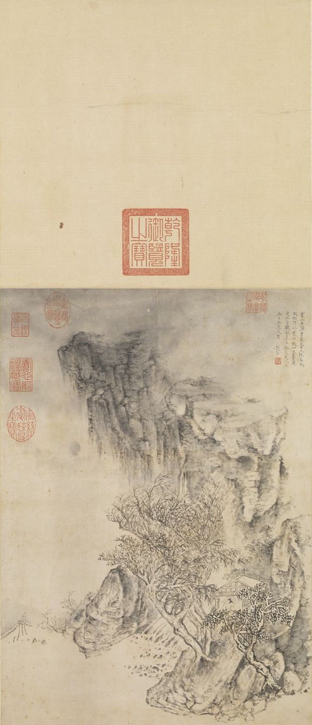 明 赵左 寒山石溜图 轴 台北故宫博物院藏