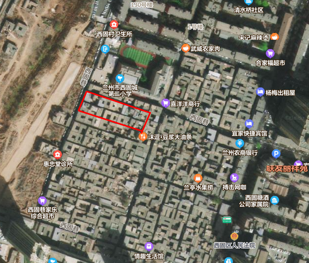 四季青街道古城社区西固巷1083号至1121号巷道行政区划图