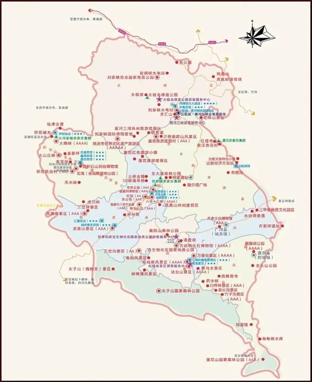 临夏回族自治州旅游导览图