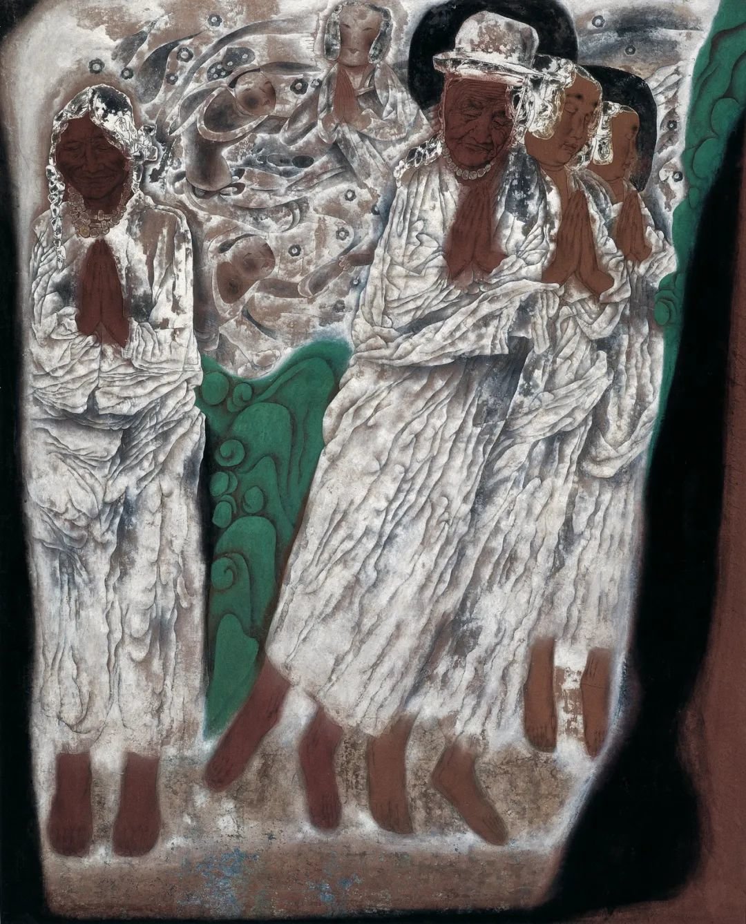 唐勇力《敦煌之梦——永远的祈祷》 134×108cm 绢本设色 1995年