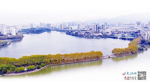 九江市南门湖及甘棠湖。视觉江西魏东升摄