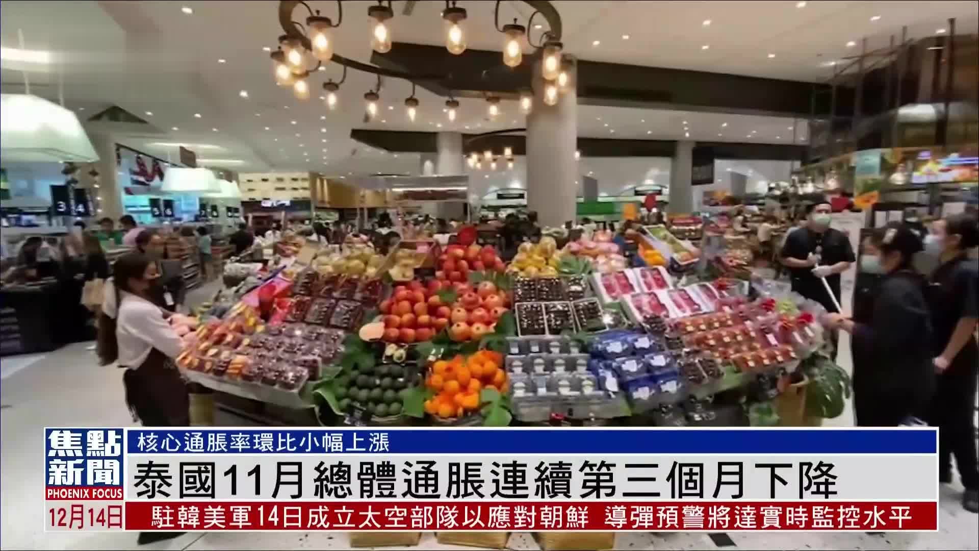 泰国11月总体通胀连续第三个月下降