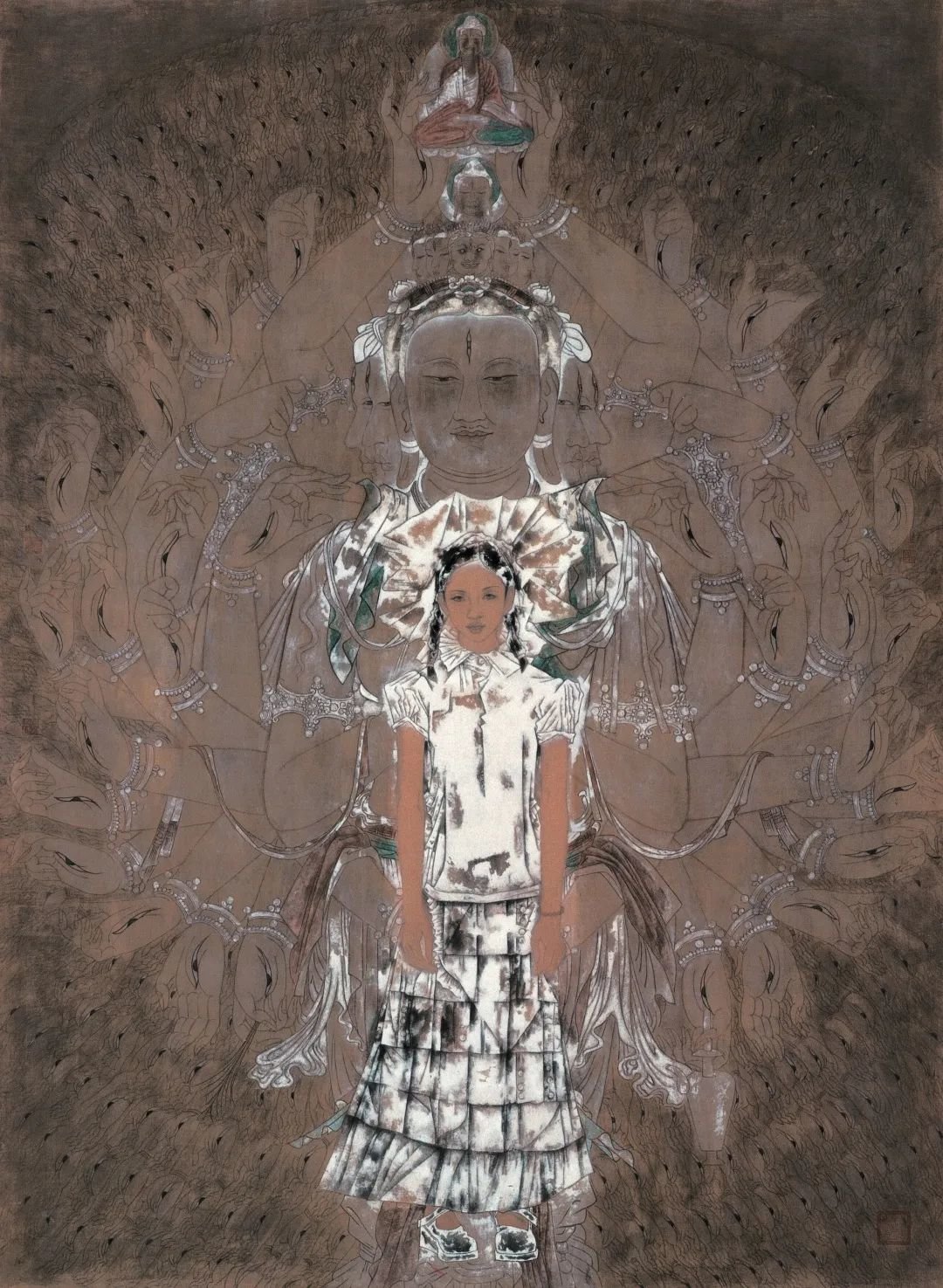 唐勇力 《敦煌之梦——千手观音》 189×137cm 绢本设色 2003年