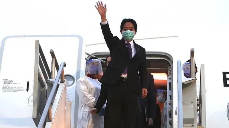 ▎赖清德为出席洪都拉斯总统就职典礼过境美国,并在下榻旅馆与17名美国国会议员举行视频会晤。图源:BBC