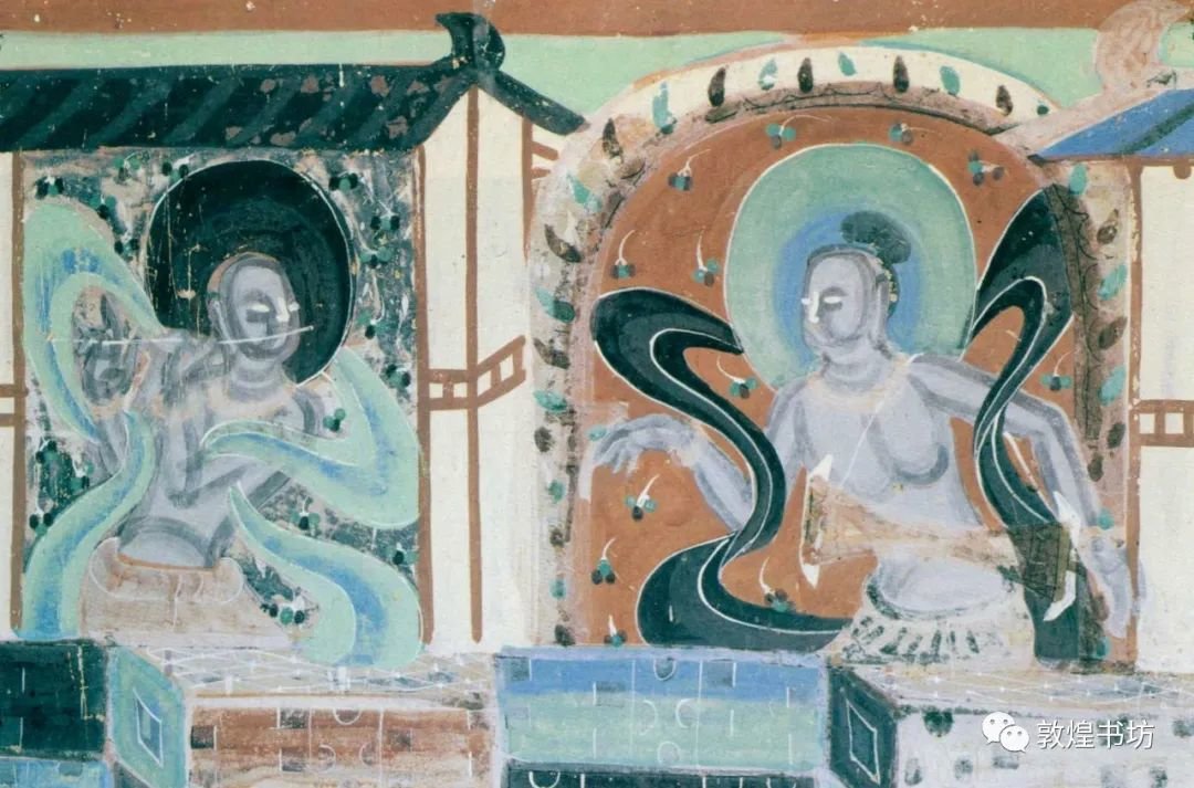 莫高窟第431窟 长巾舞动的两乐伎 北魏