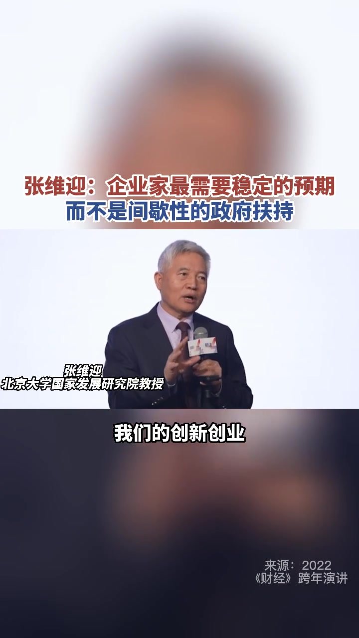 张维迎：企业家最需要稳定的预期 而不是间歇性的政府扶持