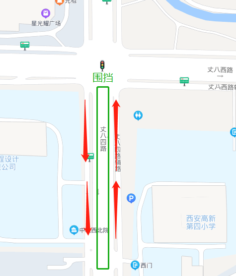 丈八四路（丈八西路—锦业路）导行示意图