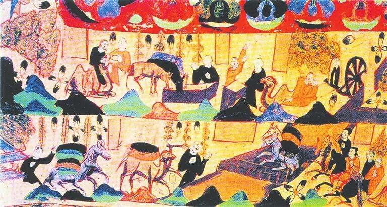 敦煌壁画 两汉时期边疆各族进行贸易的景象