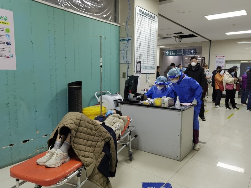 预检分诊处。林子璐 摄