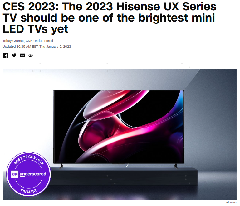 CES 2023最佳电视!海信电视UX斩获CES创新大奖