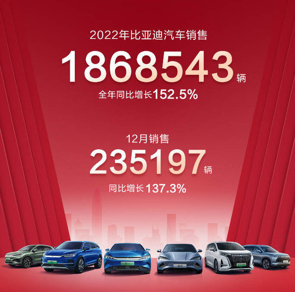 2022年比亚迪销量