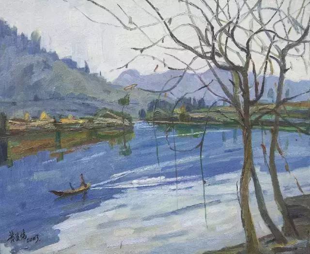 (《小船》(油画) 黄德伟 画)