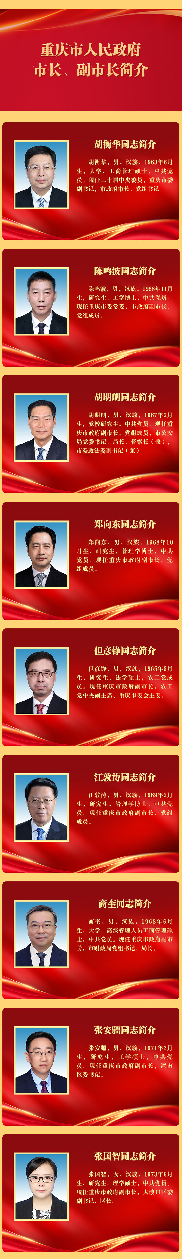 见“政”重庆 | 新一届重庆市政府领导班子迎4位新面孔：2位“70”后，含1名女副市长