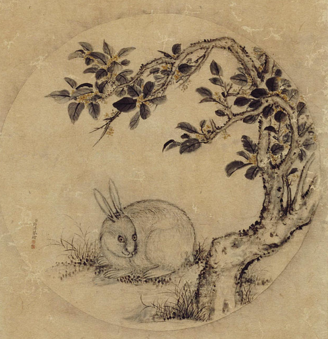 清 蒋溥《月中桂兔图》(局部)。来源/中国作家网