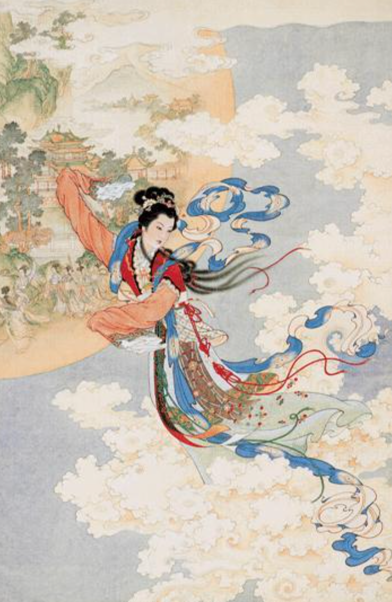 工笔画《嫦娥奔月》(1955年)。作者/任率英,来源/中国美术馆