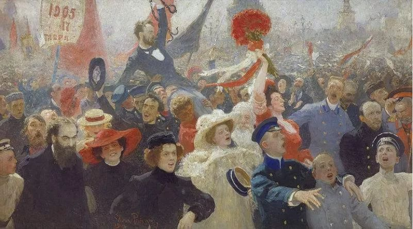 ▎列宾油画作品:1905年10月17日的示威游行