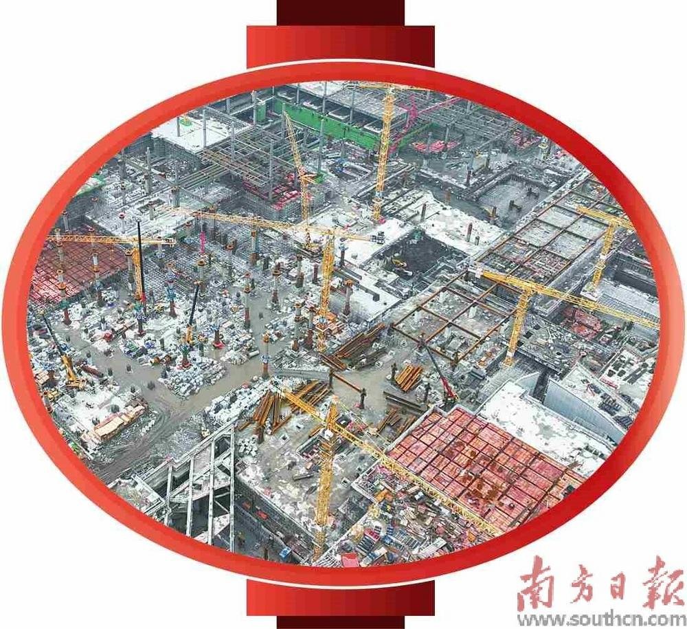 春节期间，广州白云站正在紧张有序建设中。受访者供图