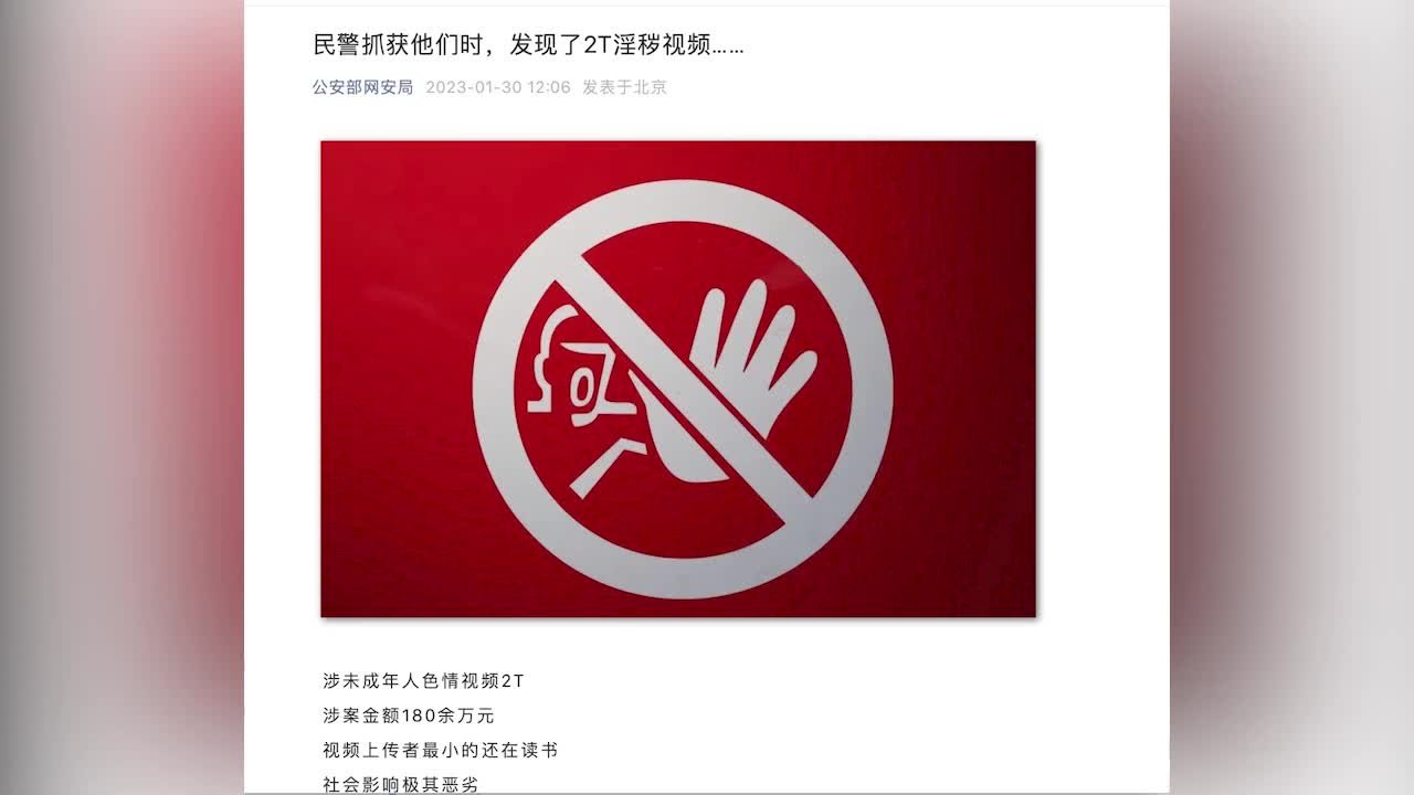 浙江富阳警方查处淫秽网站，查获2T涉未成年人色情视频