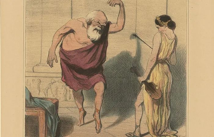 后人对色诺芬笔下尝试跳舞的苏格拉底的想象画