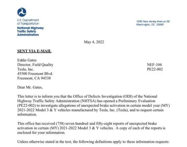 美国国家公路交通安全管理局(NHTSA)针对特斯拉的诉讼,图源华尔街日报