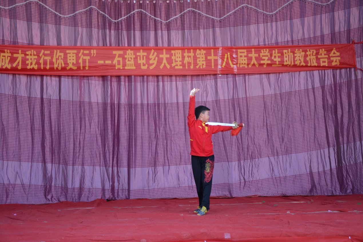 大理村小学生陈恒敬献的精彩节目《中华武术魂》