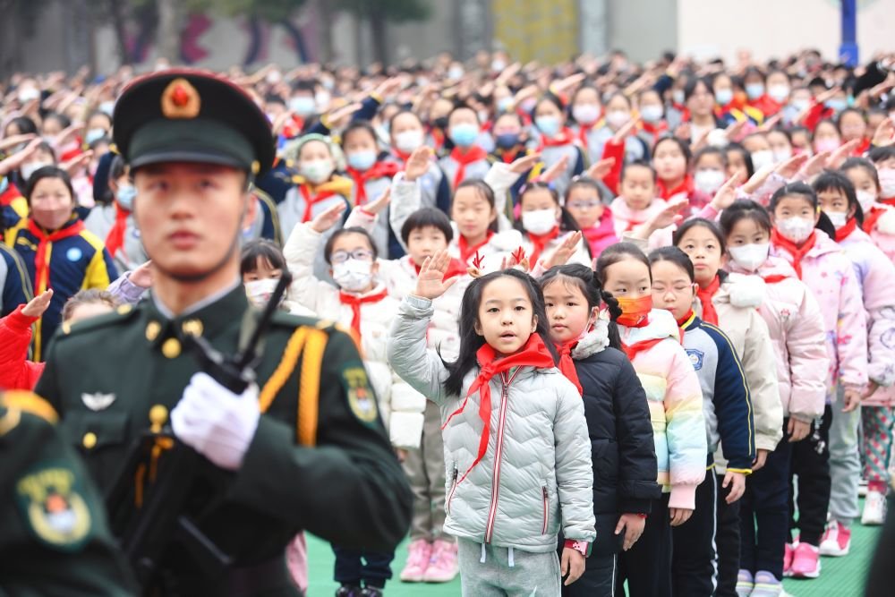 湖北省武昌水果湖第二小学的开学典礼。（受访单位供图）