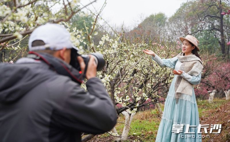 不少摄影爱好者在这里为家人拍下这美丽的瞬间。 长沙晚报全媒体记者 易亿 摄