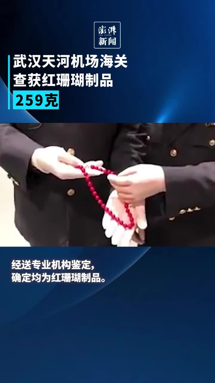 武汉天河机场海关查获红珊瑚制品259克