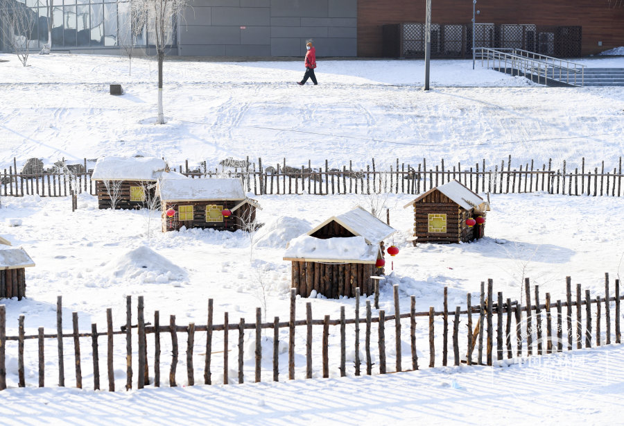 这些小木屋长约2米、高约1.5米,精致的造型和迷你的外观,吸引游人驻足观看。