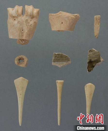 陶渠墓葬填土出土原始瓷片、骨笄与制骨废料。 陕西省考古研究院供图