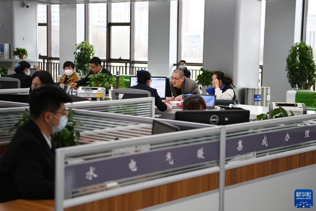 2月17日，市民在武威市政府政务服务中心办理业务。新华社记者 范培珅 摄