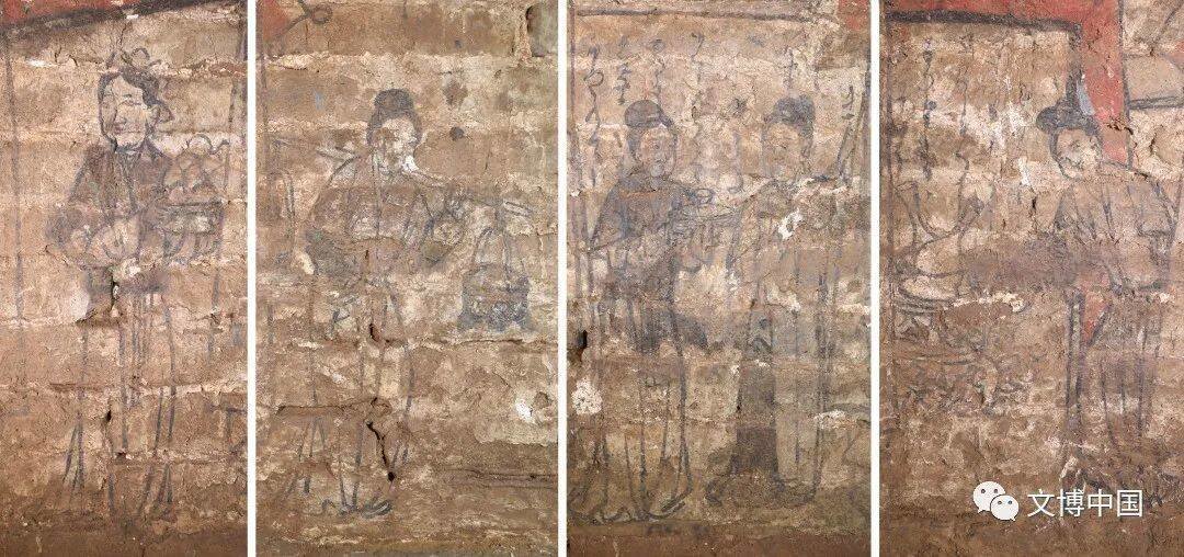 M83张荣墓前室四壁下部侍女图