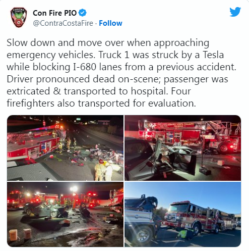 慘！特斯拉Model S疑似失速撞上消防車：司機死亡車被壓扁