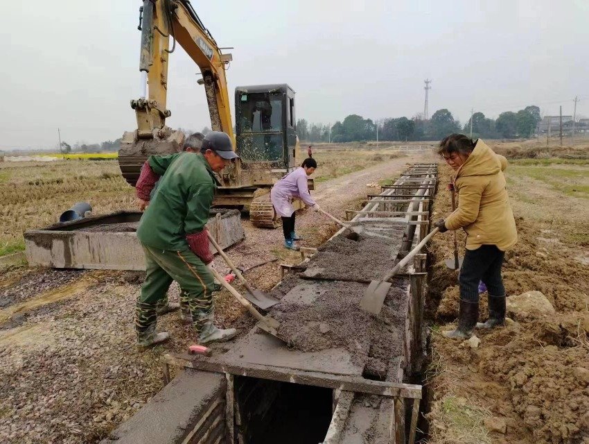 江西东乡：沟渠硬化助春耕