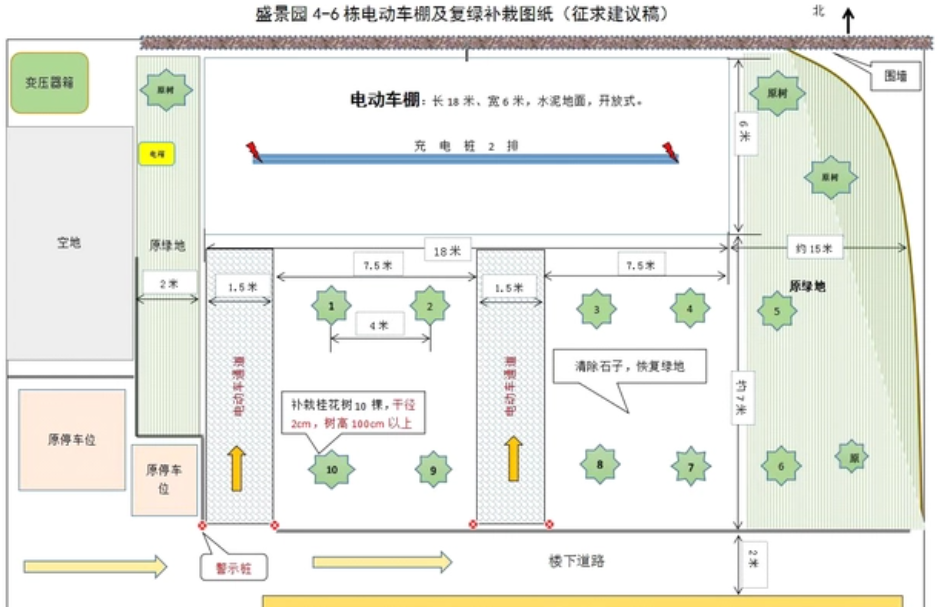 盛景园4-6栋电动车棚及复绿补栽图纸（征求意见稿）
