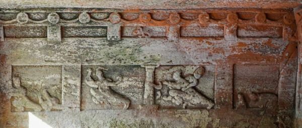 乐山麻浩崖墓 荆轲刺秦雕刻图