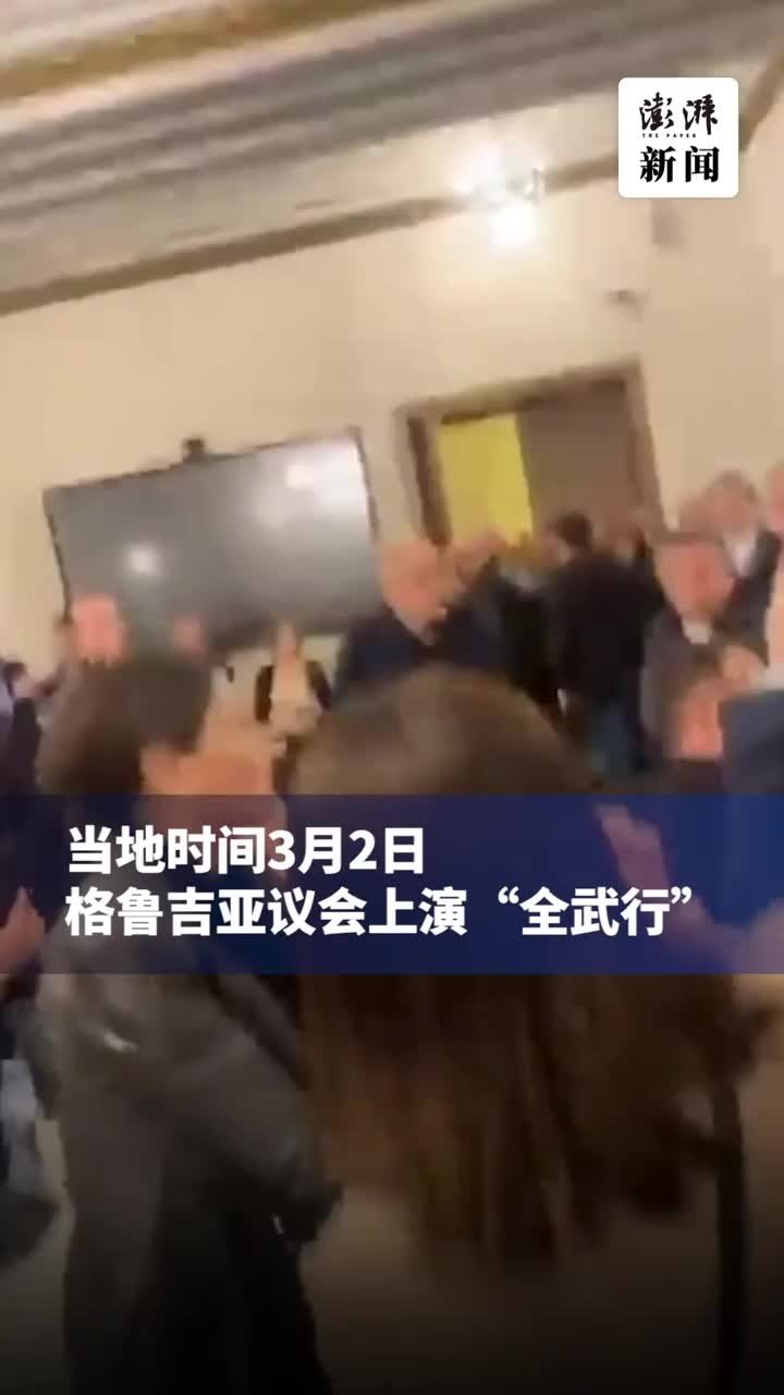 格鲁吉亚议员打群架，议会现场上演“全武行”