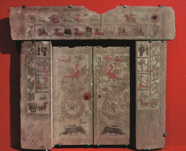 墓门全貌-东汉-陕西神木大保当-画像石彩绘