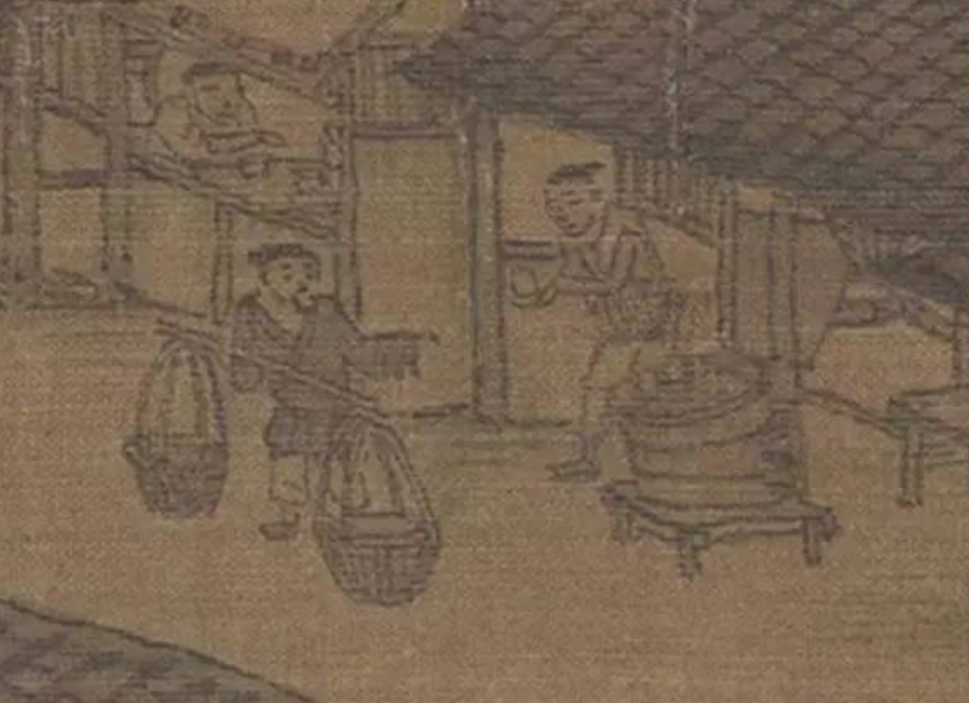 卖炊饼的挑夫,《清明上河图》(局部)。北宋 张择端