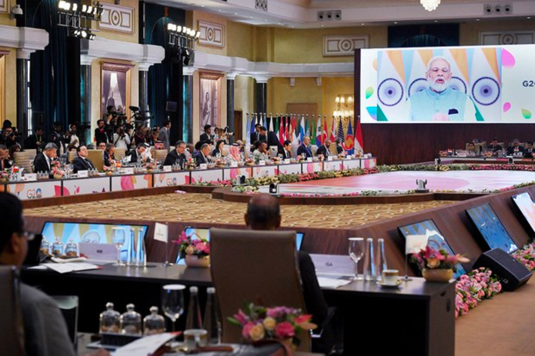 在印度新德里举行的20国集团第二论外长会议。图源：路透社