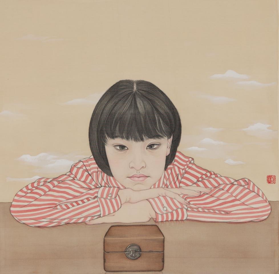鞠瑶 · 盒子 · 2020 · 绢本设色 · 40×40