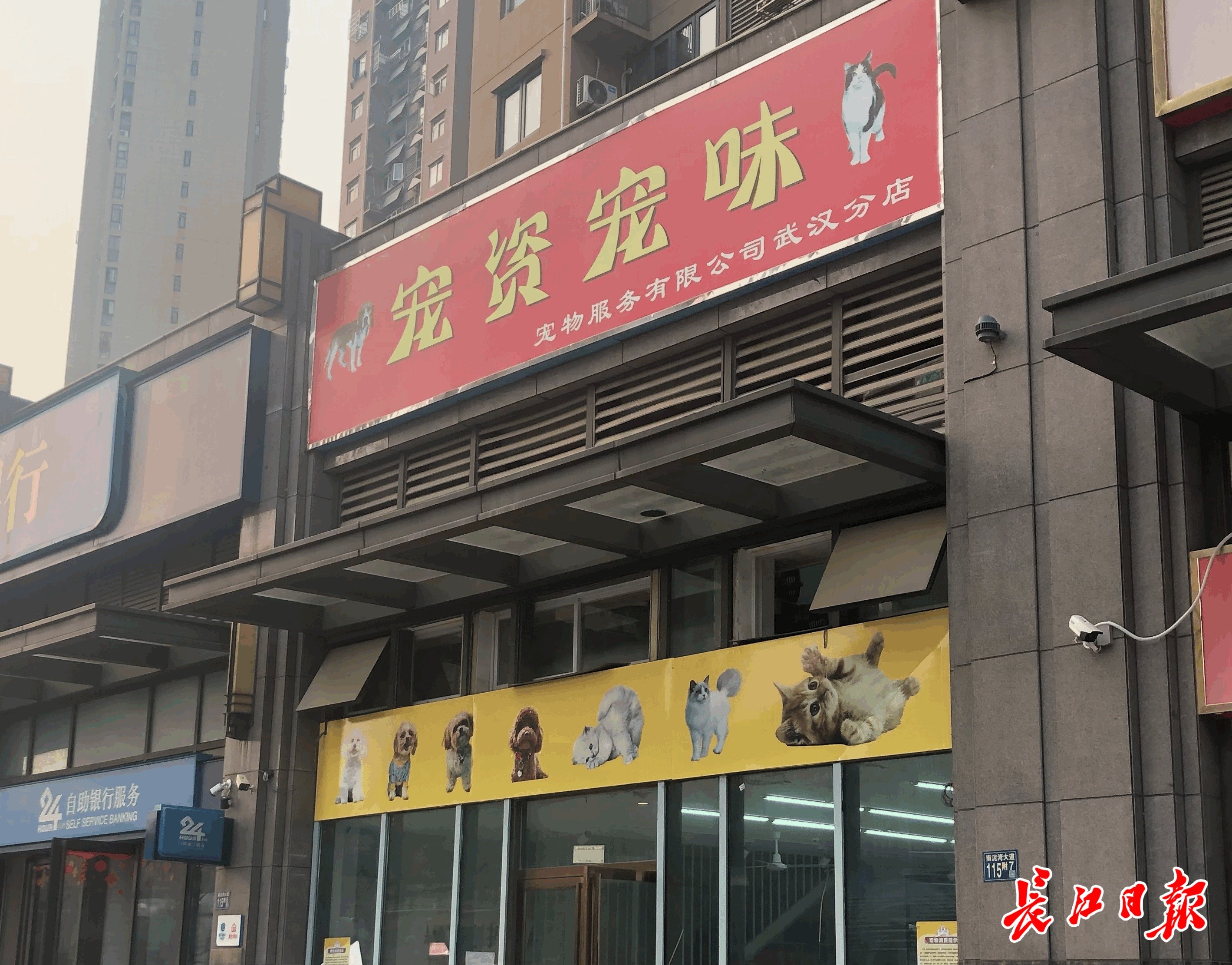 被贴上《宠物消费提示》的涉事店面。记者樊友寒 摄