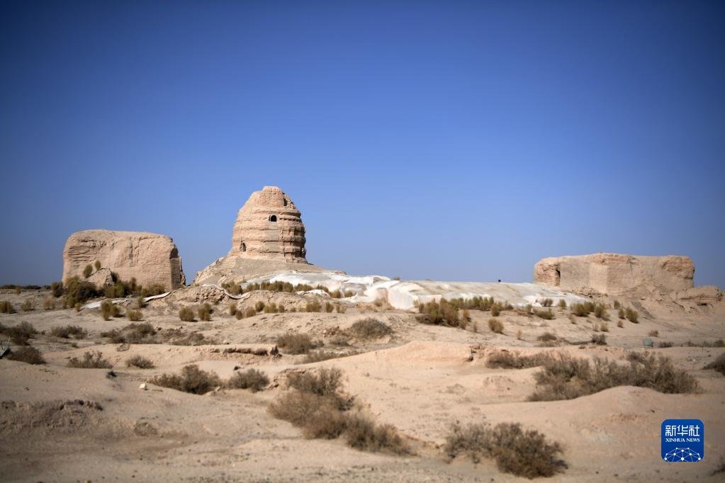 这是锁阳城遗址内的塔尔寺遗址（3月16日摄）
