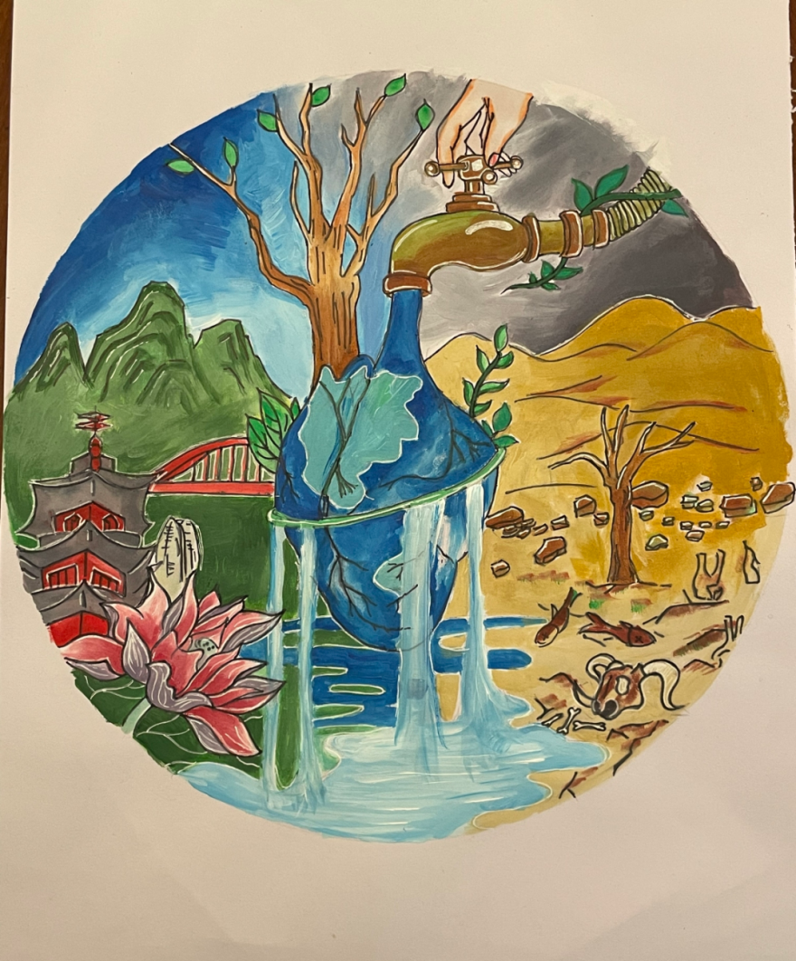 井盖变"画布",手绘"生态梦"