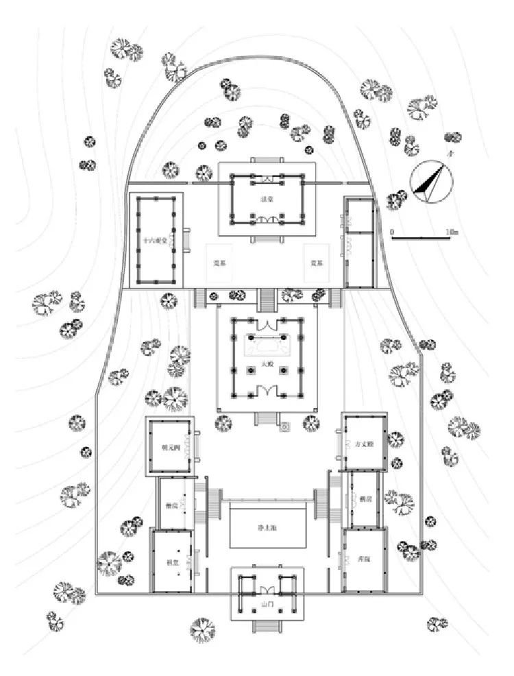 图5 南宋时期保国寺核心区平面2.